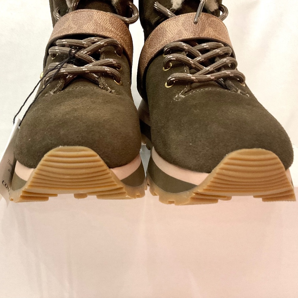 Coach Fatigue Leather  Suede and Signature Canvas Ankle Booties Sz 6B - Picture 5 of 14